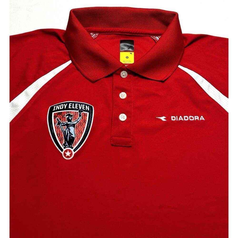 Indy Eleven Diadora Polo Shirt Mens Medium Short Sleeve Indianapolis Soccer Red